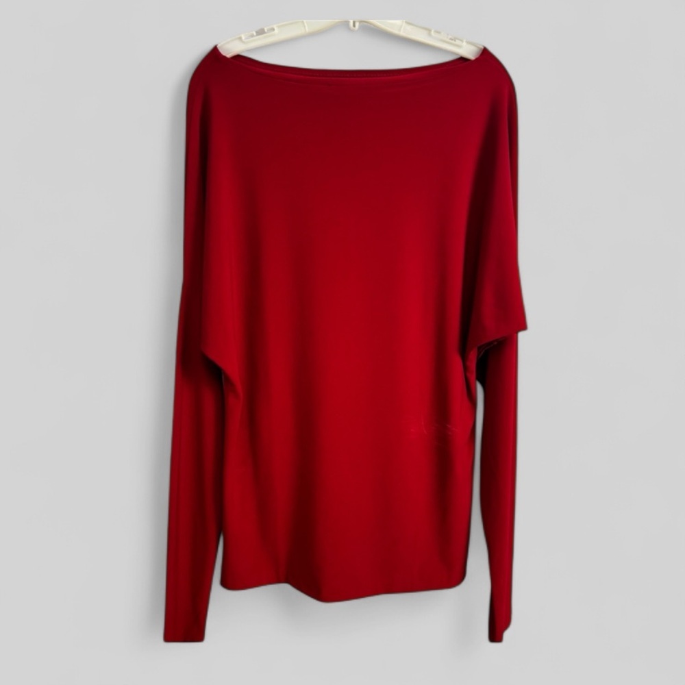 Norma Kamali Timeless red long sleeve blouse with cape size Small old money